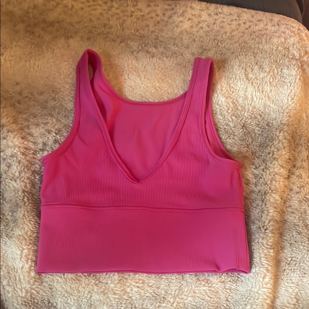 Pink V-Neck Crop Top